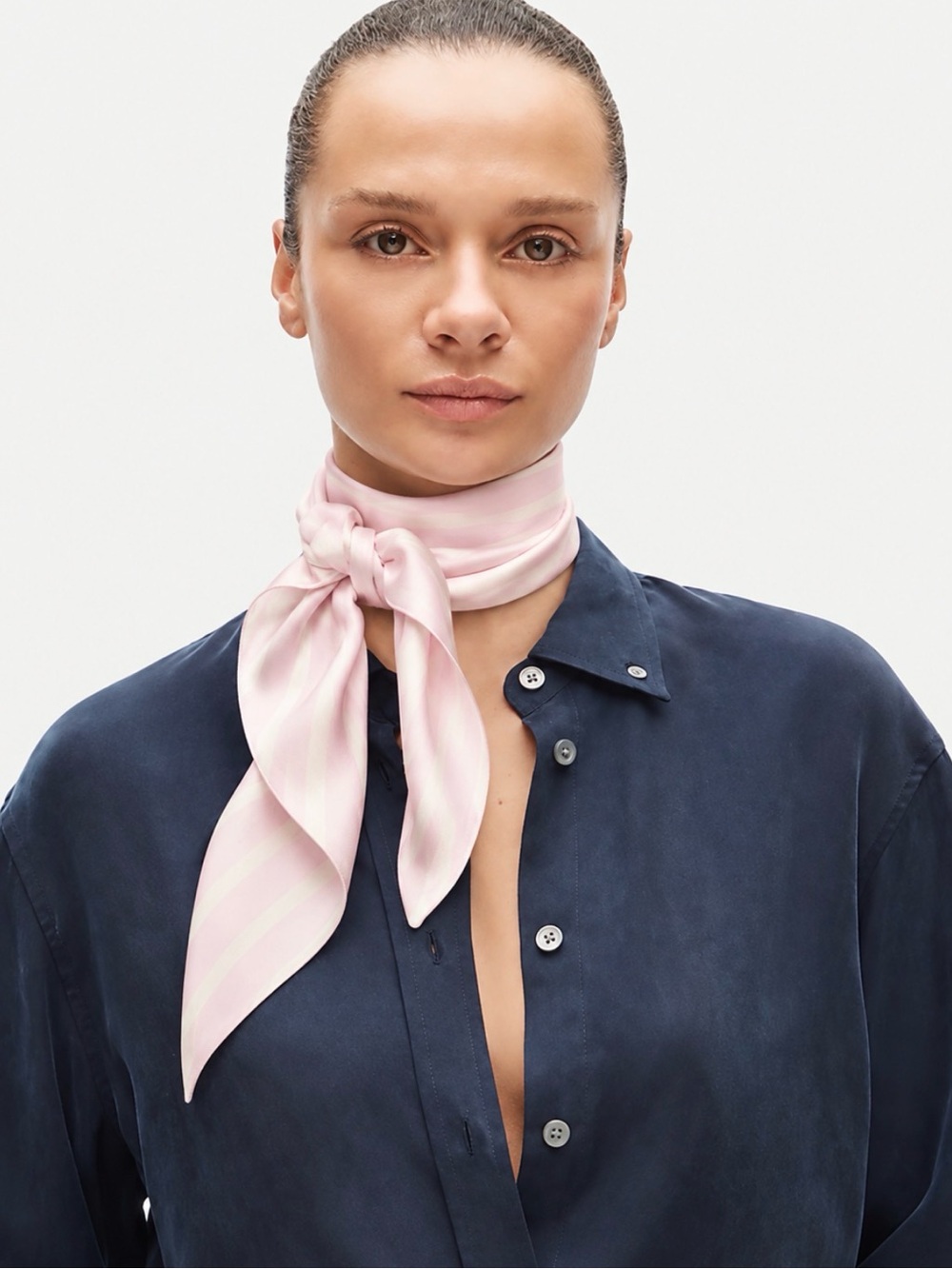 J.Crew 100% Silk Printed Rectangular Scarf Pale Pink Striped NWT Neck Hair Bag